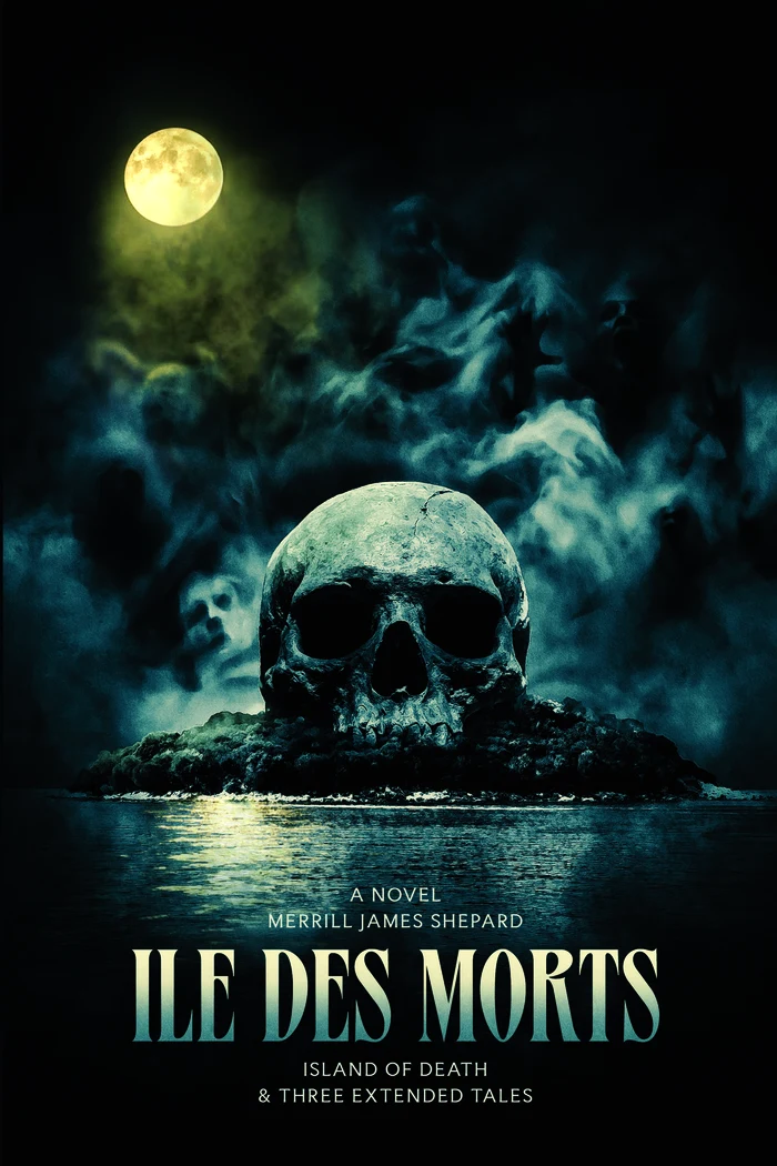 Original cover of Ile des Morts and Three Extended Tales by Merrill James Shepard